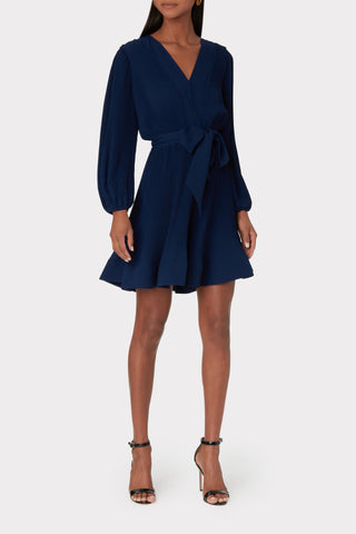 Liv Solid Pleat Dress - Navy