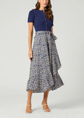 Rayna Dress - Navy/Ivory