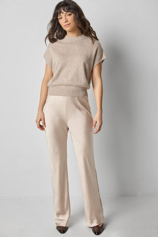 Satin Clean Front Pant - Angora
