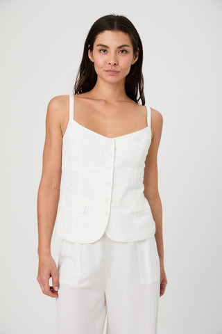 Cooper Linen Tailored Cami - Summer White
