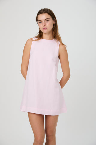 Cooper Linen Sleeveless Mini Dress - Pink Icing