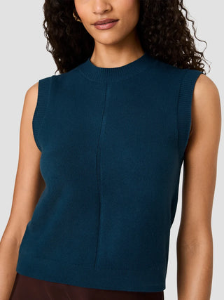 Baby Soft Tick Crewneck Sleeveless Top-Deep Teal
