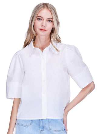 Lantern Sleeve Blouse - White