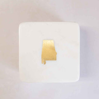 Alabama Marble Coasters White/Brass