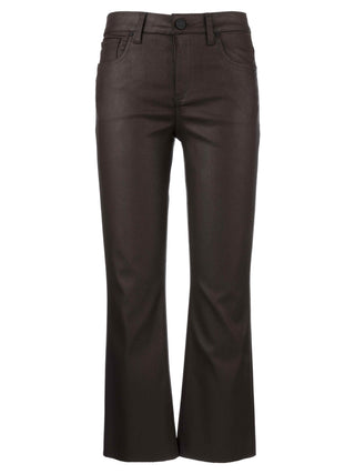 Kelsey High Rise Ankle Flare With Raw Hem - Chocolate