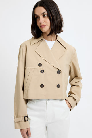 Cropped Twill Trench - Khaki