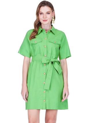 Pocket Shirt Dress - Green