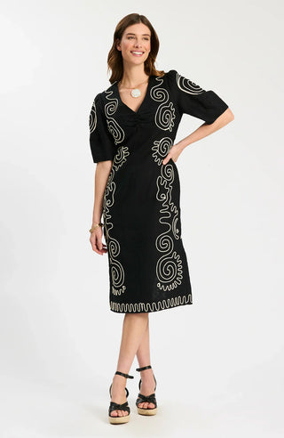 Posey Midi Dress - Black/White
