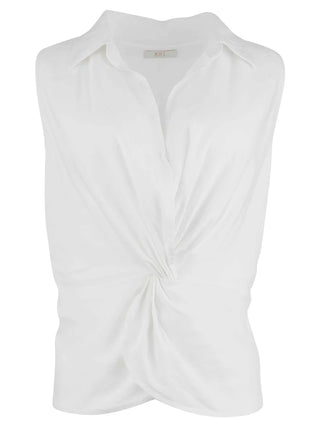 Sara Sleeveless Top W/ Twisted At Front Shirt
