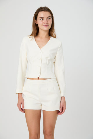 Halsey Twill Tailored Shorts - Porcelain Cream