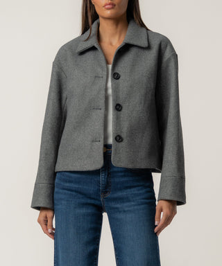 Ever Long Sleeve Jacket & Button Front-Charcoal