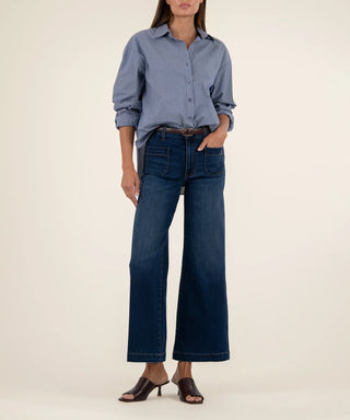 Meg High Rise Wide Leg Patch Pockets Reg Hem - Contentment