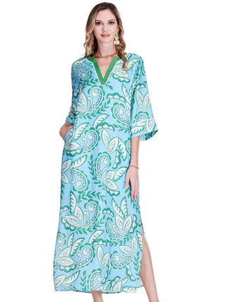 Trimmed Maxi - Green Paisley