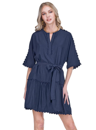Ric Rac Trim Dress - Navy