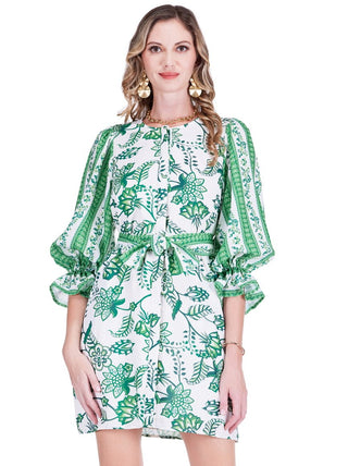 Placket Dress - Jade Garden Border