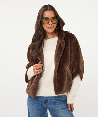 Coat Poncho Faux Fur