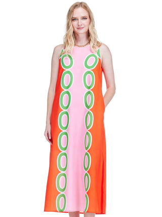 Column Midi Dress - Red Links