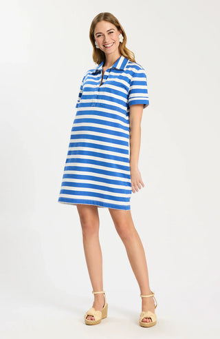Toni Striped Polo Knit Dress - Deja Blue