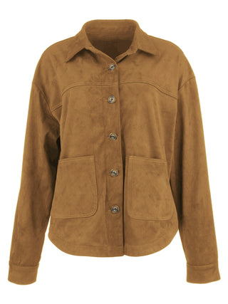 Ellie Faux Suede Jacket W/ Patch Pockets - Whiskey