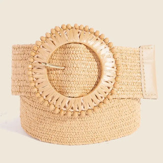 Elastic Braided Hoop Buckle Belt - Khaki