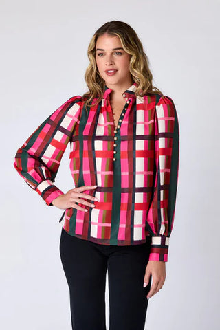 Leland Blouse - Holiday Plaid