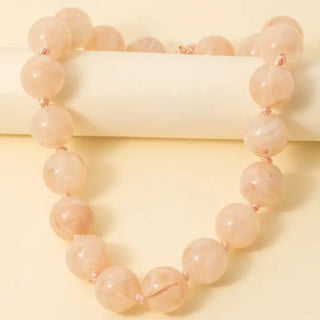 Lage Marble Resin Ball Beads Necklace - Pink