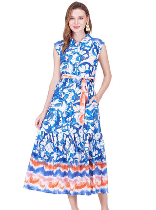 Sleeveless Shirt Dress 50" - Sunset Indigo