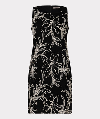Dress  Flower Embroidery - Black