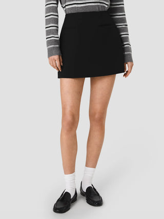 Azra Twill Welt Mini Skirt - Black