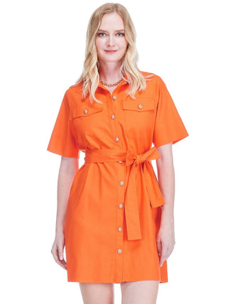 Pocket Shirt Dress - Orange