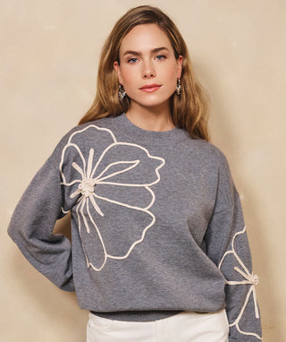 Sweater Tape Flower - Grey Melange