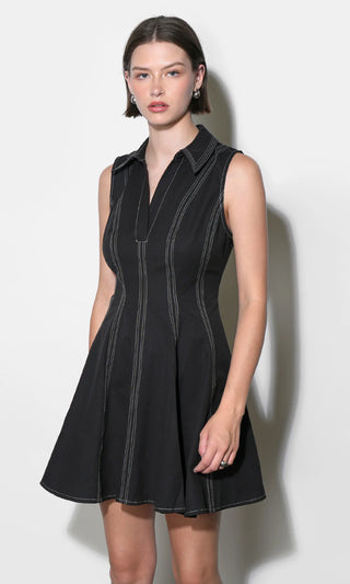 Sydney Topstitch Flare Mini Dress