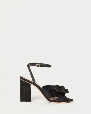 Camellia Pleated Bow Heel - Black