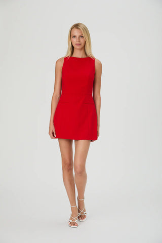Whisper Boatneck Mini Dress - Crimson Red