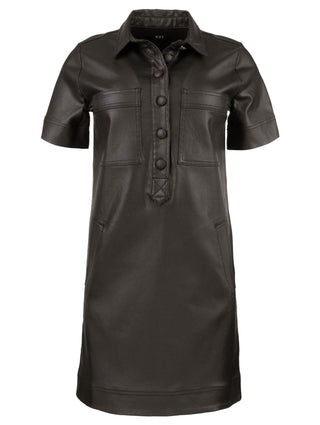 Tatiana Dress W/Placket & Pockets Welts-Chocolate